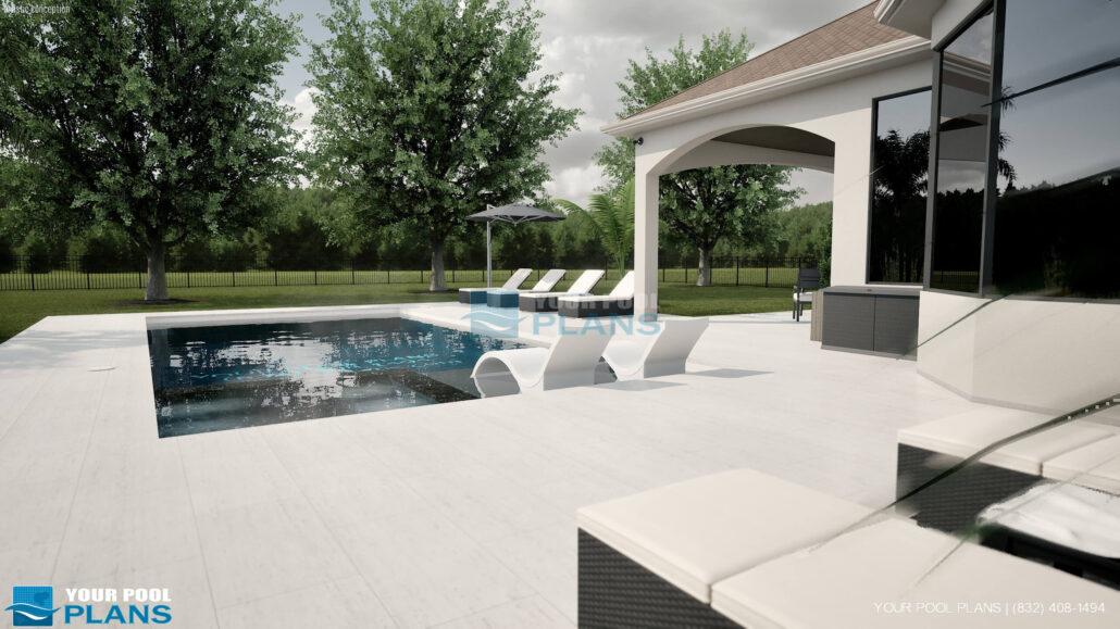 Pool design services in Kansas 3D pool design example view from porch