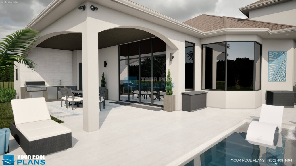 Pool design services in Kansas 3D pool design example patio area