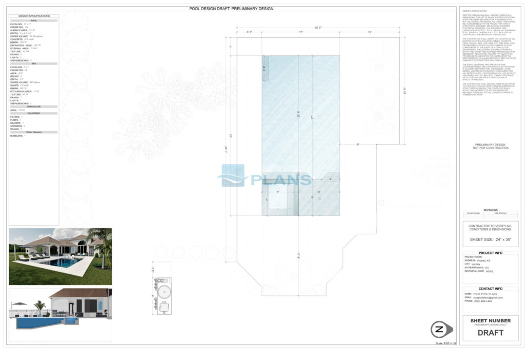 Pool drafting services in Kansas swimming pool plans and blueprints drawing example