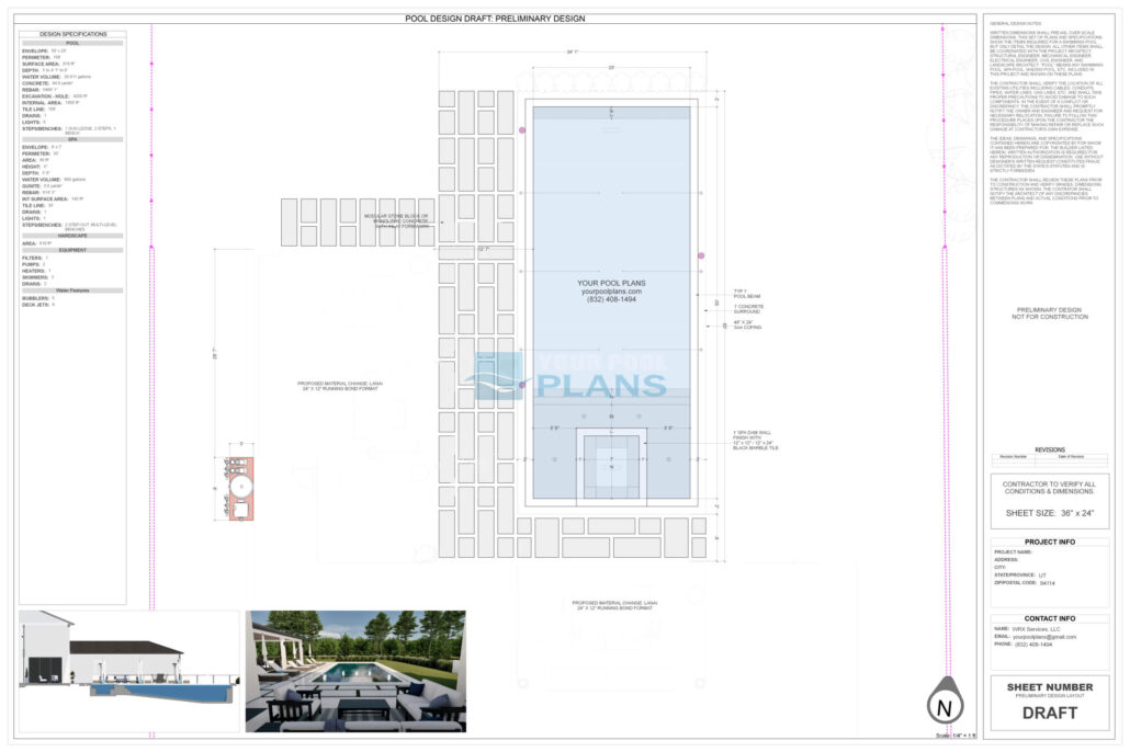 Pool plans for permit in Utah blueprint example